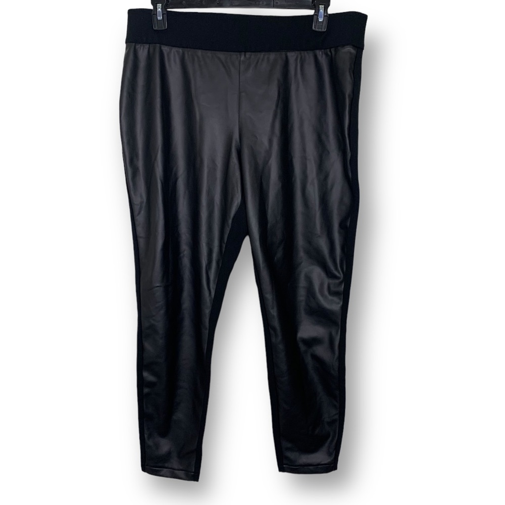 AVA & VIV Faux Leather Ponte Leggings Black Sz 1X